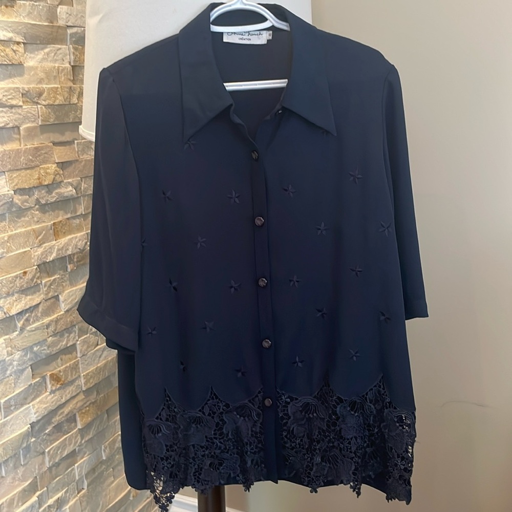 Anne French Creation Navy Blue blouse